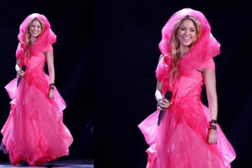 Shakira's Pink Ruffled Gown at the 2015 Grammy Awards