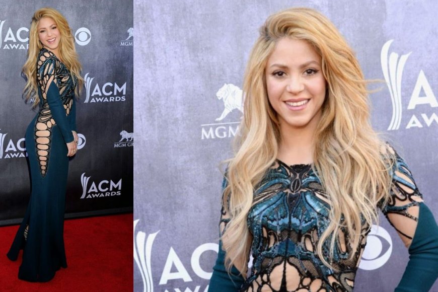 Shakira's Black and White Polka Dot Gown at the 2013 American Music Awards