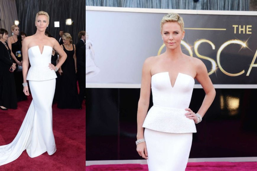 The 2013 Academy Awards White Christian Dior Couture Gown