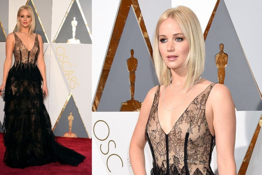 2016 Academy Awards Sheer Lace Gown